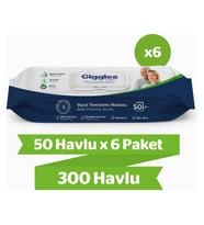 Giggles Vücut Temizleme Havlusu 50'li 6 Paket 300 Havlu