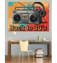 Retro Radyo Ve Kulaklık Tasarımı Dekoratif Kanvas - Mdf Ahşap Tablo