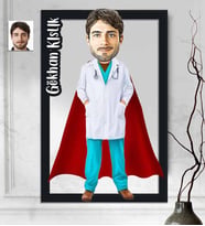 Kişiye Özel 3D  Ahşap Tablo Acil Doktor Erkek 30x40 -1