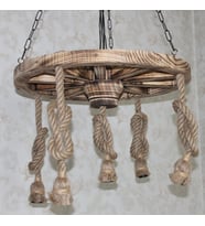 Otantik Çarşı Ahşap Halatlı Teker Avize 60 cm. 5'li
