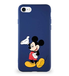 Apple iPhone 8 Soft Premier Kapak Mickey Mouse-C Tasarımlı Silikon Kılıf - Lacivert (Şeffaf)