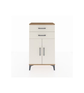 Arges Komodin Tek Raflı 2 Çekmeceli 2 Kapaklı 60x30x106 Çam-Aytaşı