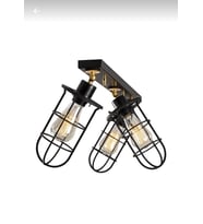 Rsylight Retro Metal Dekoratif Rustik Siyah 3 Lü Hareketli Mafsallı  Sarkıt Avize G:60 cm