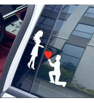 Evlenme Teklifi Araba sticker etiket 18CM Beyaz Renk