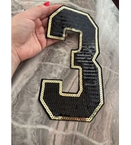 22X13 CM ÜTÜ İLE YAPIŞAN PAYETLİ 3 NUMARA ARMA YAMA DİKİŞ HOBİ AKSESUARI