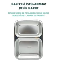 700ml Lunchbox Tek Katlı 2 Bölmeli Çelik Sefer Tası Yemek Kutusu Turkuaz
