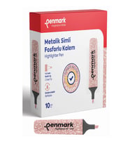 Penmark Fosforlu Kalem Metalik Simli Bronz 1-5 MM Kesik Uçlu İşaretleme Kalemi (10 Lu Paket)