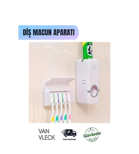 Diş Macunu Sıkacağı ve 5’li Diş Fırçalığı – Macun Sıkma Aparatı ve Diş Fırçası Tutucu
