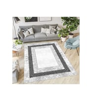 Rovigo Home Dijital Baskı Yıkanabilir Kaymaz Taban Salon Halısı RVG1863-SM90 (Gri)