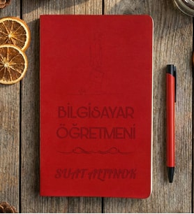 Kişiye Özel Bilgisayar Öğretmeni Defter Öğretmenler Günü Hediyesi (Kırmızı)