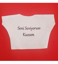 Seni Seviyorum Kuzum Yazılı Oyuncak Peluş Tişörtü (Siyah)