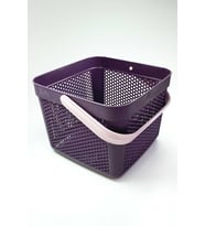 Dekoratif Çok Amaçlı Kulplu Holey Plastik Sepet 20x20x16cm