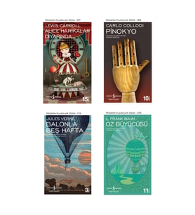 Oz Büyücüsü + Pinokyo + Balonla Beş Hafta + Alice Harikalar Diyarında- 4 Kitap Set