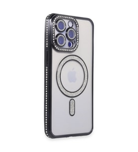 Apple İphone 14 Pro Max Kılıf Joke Simli Magneticsafe Kılıf - Siyah