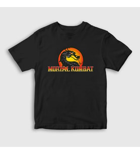 Presmono Unisex Çocuk Siyah Logo Mortal Kombat T-Shirt 147149tt
