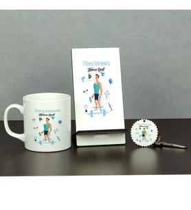Fitness Antrenörü Üçlü Set (Kupa + Telefon Standı + Anahtarlık) 001