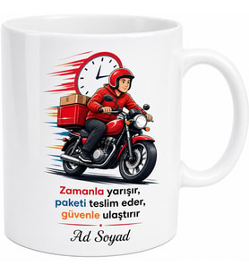 Kuryeye Hediye Motosiklet Teslimat Temalı Kupa Bardak Paket Taşıma Süresi