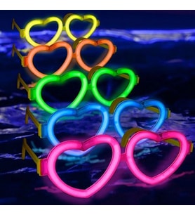 Glow Kalpli Fosforlu Gözlük 6’lı Renkli Set – Neon Parti