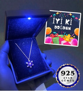 Premium Işıklı Kutusunda 925 Ayar Gümüş Kolye Farklı Modeller Doğum Günü Hediyesi İyi Ki Doğdun (Model 7)