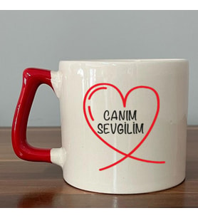 Canım Sevgilim Baskılı Kırmızı Kulplu D Kupa