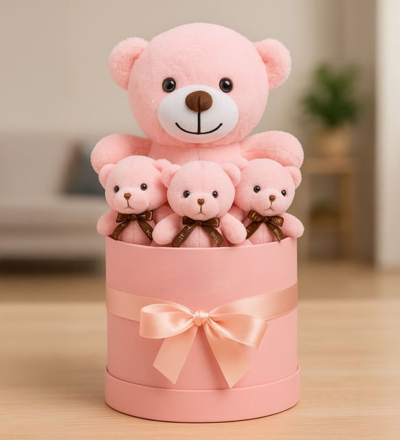 Peluş Pembe Ayıcık Buketi