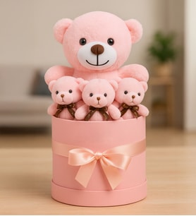 Peluş Pembe Ayıcık Buketi