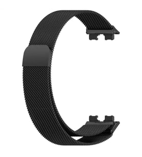 Huawei Band 8 Uyumlu Kordon Mıknatıslı Metal Hasır Kayış (Siyah)
