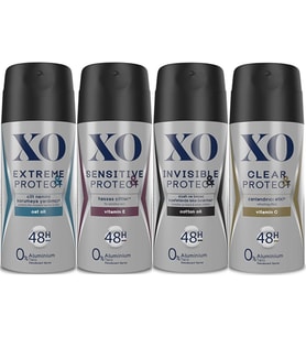 XO Deodorant 150ML Men-Erkek Extreme-Sensitive-Insivible-Clear & Protect (Karma 4 Lü Set)
