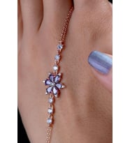 925 Ayar Rose Mor Taşlı Lotus Gümüş Bileklik