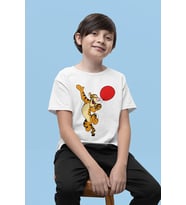 Unisex Winnie The Pooh Tiger Baskılı Çizgi Film Çocuk Tişört (1-12 Yaş)