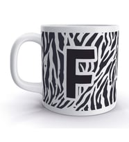 F Harfi Zebra  Tasarım Desenli Harfli Kupa Bardak