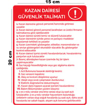 Metal Kazan Dairesi Güvenlik Talimatı 15 cm x 20 cm Uyarı Levhası Yönlendirme Tabelası
