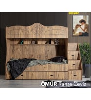 ÖMÜR MDF MERDİVENLİ 3 LÜ RANZA-CEVİZ
