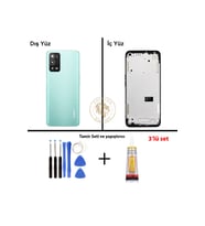 Oppo A55 Yeşil Uyumlu Orta Kasa + Yapıştırıcı ve Vida Seti Full Kasa Kapak Gövde Housing