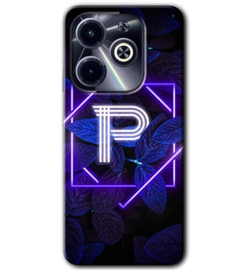 İnfinix Hot 40i Kılıf HD Desen Baskılı Kılıf - Dark Neon Yaprak P Harfi