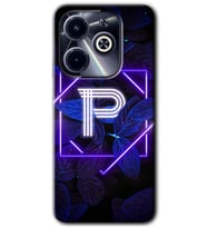 İnfinix Hot 40i Kılıf HD Desen Baskılı Kılıf - Dark Neon Yaprak P Harfi