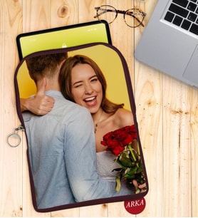 BK Gift Kişiye Özel Sevgililer Fotoğraflı Taşınabilir Koruyucu Tablet Kılıfı & Organizer Çanta - Bordo-1