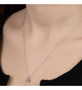 Ucarticaret S-warovski Taşlı Gümüş Tektaş Bayan Kolye