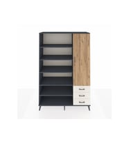 Hyperion Dolap 9 Raflı 3 Çekmeceli Tek Kapaklı  132x44x195 Antrasit-Çam/Aytaşı