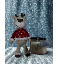 RÜWÜZEL  Amigurumi Geyik & Gül Kokulu Mum  Hediye Seti