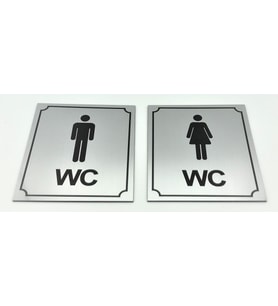 wc tabelası metal 10*12  ikili set (Gümüş)