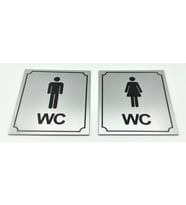 wc tabelası metal 10*12  ikili set (Gümüş)