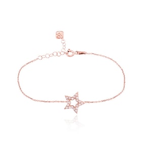 EMILIANO JEWELLERY Zirkon Taşlı Pırlanta Montür Rose Altın Kaplama Yıldız Gümüş Bileklik