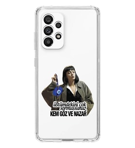 Samsung Galaxy A23 Uyumlu Kem Göz ve Nazar Tasarımlı Şeffaf Telefon Kılıfı