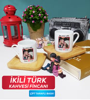 İkili Sevgiliye Sevgililer Günü Hediyesi 9 Türk Kahvesi Fincanı Ahşap Altlıklı