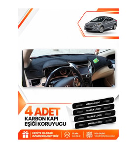 HYUNDAİ ELANTRA (2011-2017) Uyumlu Ön Torpido Koruma Kılıfı Halısı - Siyah