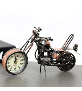 Dekoratif Metal Motosiklet Saat  (Bronz)