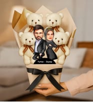 Kişiye Özel Fotoğraflı Tesettür Çift Ayıcık Buketi (STD)
