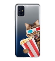 PrintiFy Samsung Galaxy M31s ile Uyumlu 1mm Slim Fit Kedi 1 050b Baskılı Şeffaf  Kılıf
