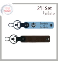 Tarz Sahibi Sevenlere Şık Alternatif, Gemi Motifli Anahtarlık Takımı, Gök Mavi-Koyu Kahve